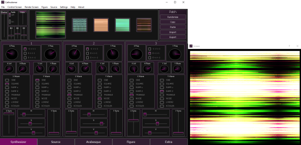 Example use of the Synthesizer menu.